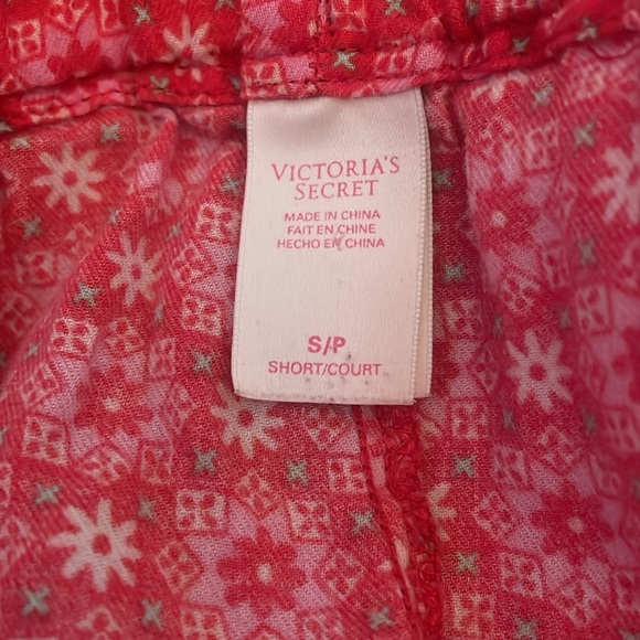 Victoria’s Secret Pajama Set Snowflake Star Pink Red Pants Top Size Small Short - Picture 10 of 11